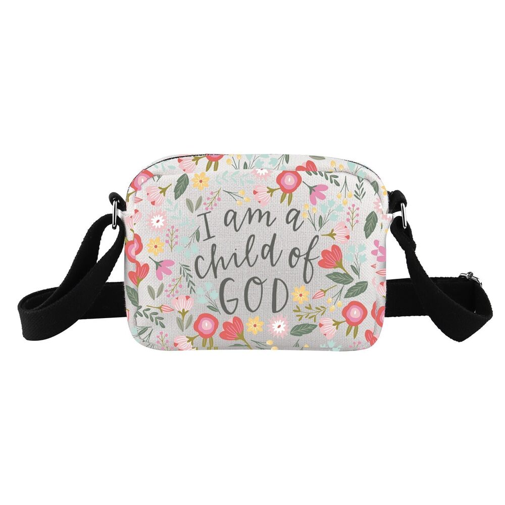 7646 I Am a Child of God Crossbody Bag Child of God Nursery Floral Gift